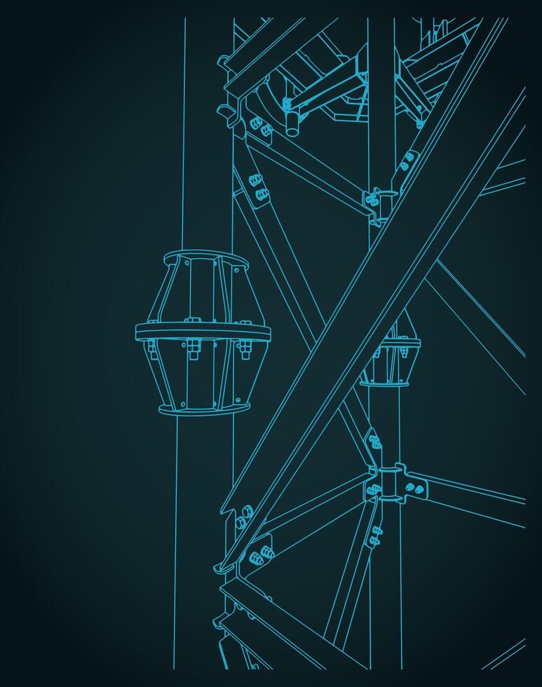 Cell tower support close-up illustration vector