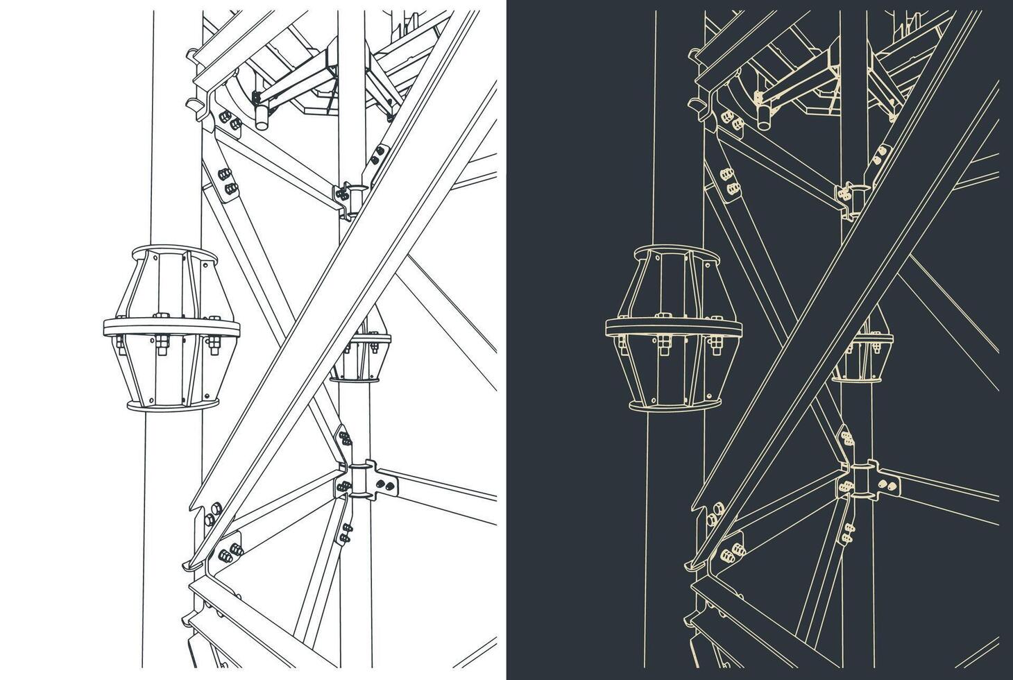 Cell tower support close-up illustrations vector