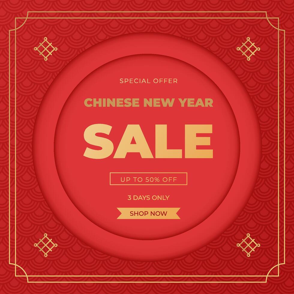 Happy Chinese New Year sale poster. Red and gold colors. illustration vector
