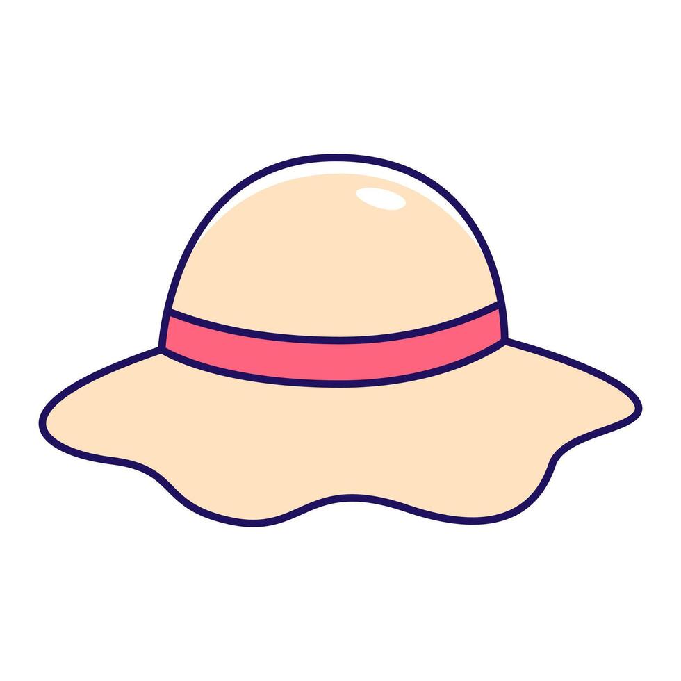 A sun hat is an important item on summer day and used for sun protection. Illustrative image capture the beauty of the hat design. vector