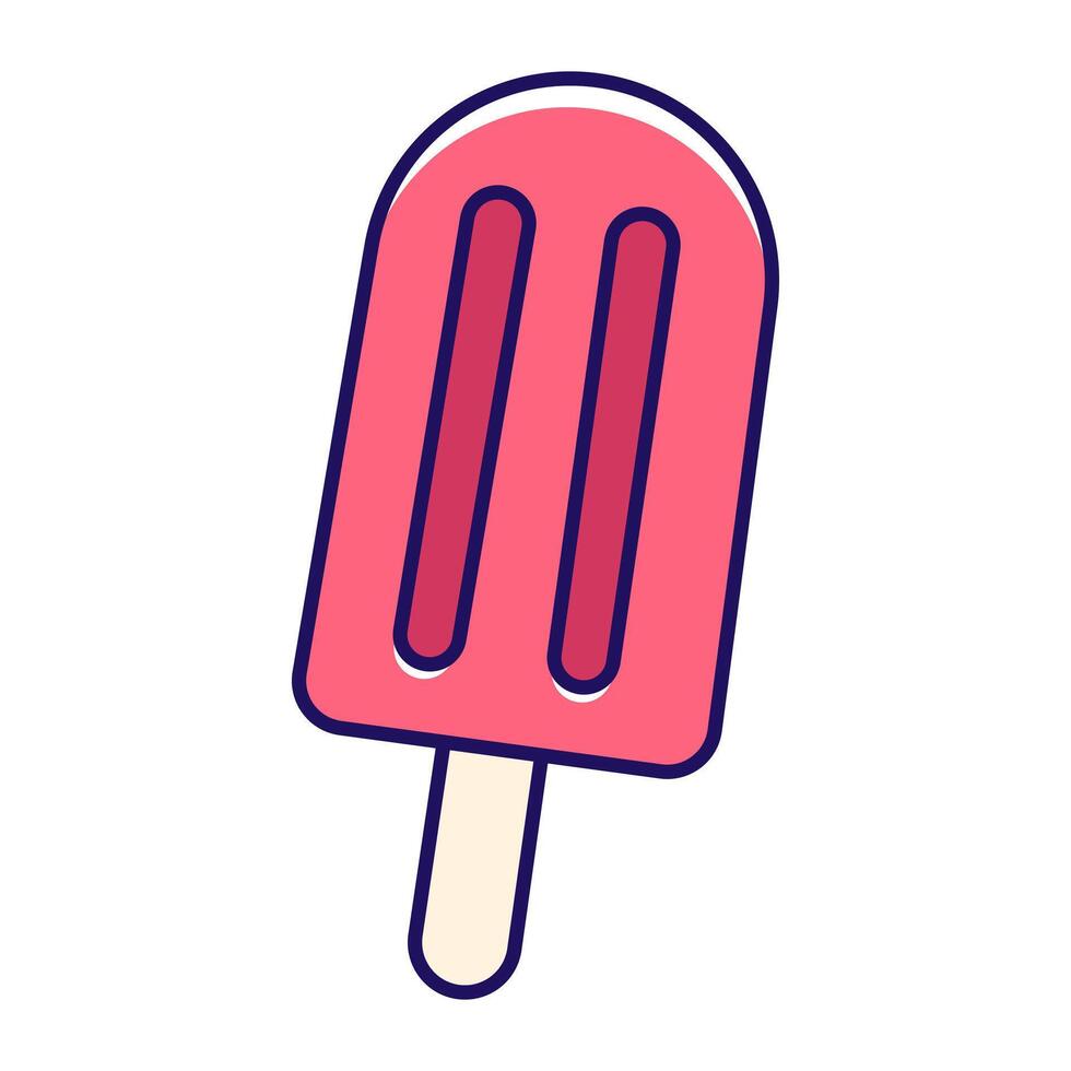 A whimsical depiction of a classic stick ice cream, a sweet treat in summer, with cheerful colors that evoke feelings of happiness and enjoyment. vector