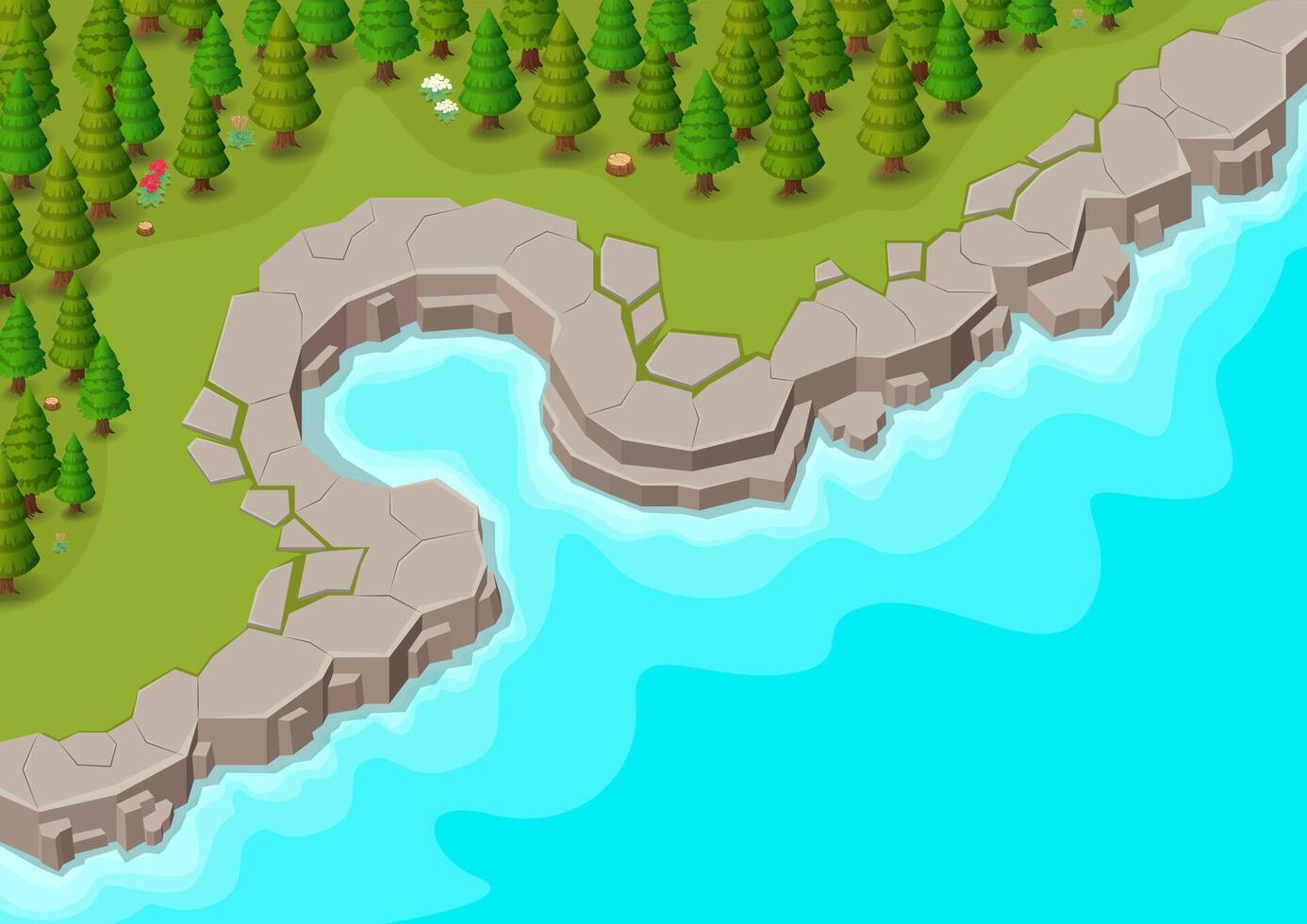 isometric beautiful natural rocky coastline vector