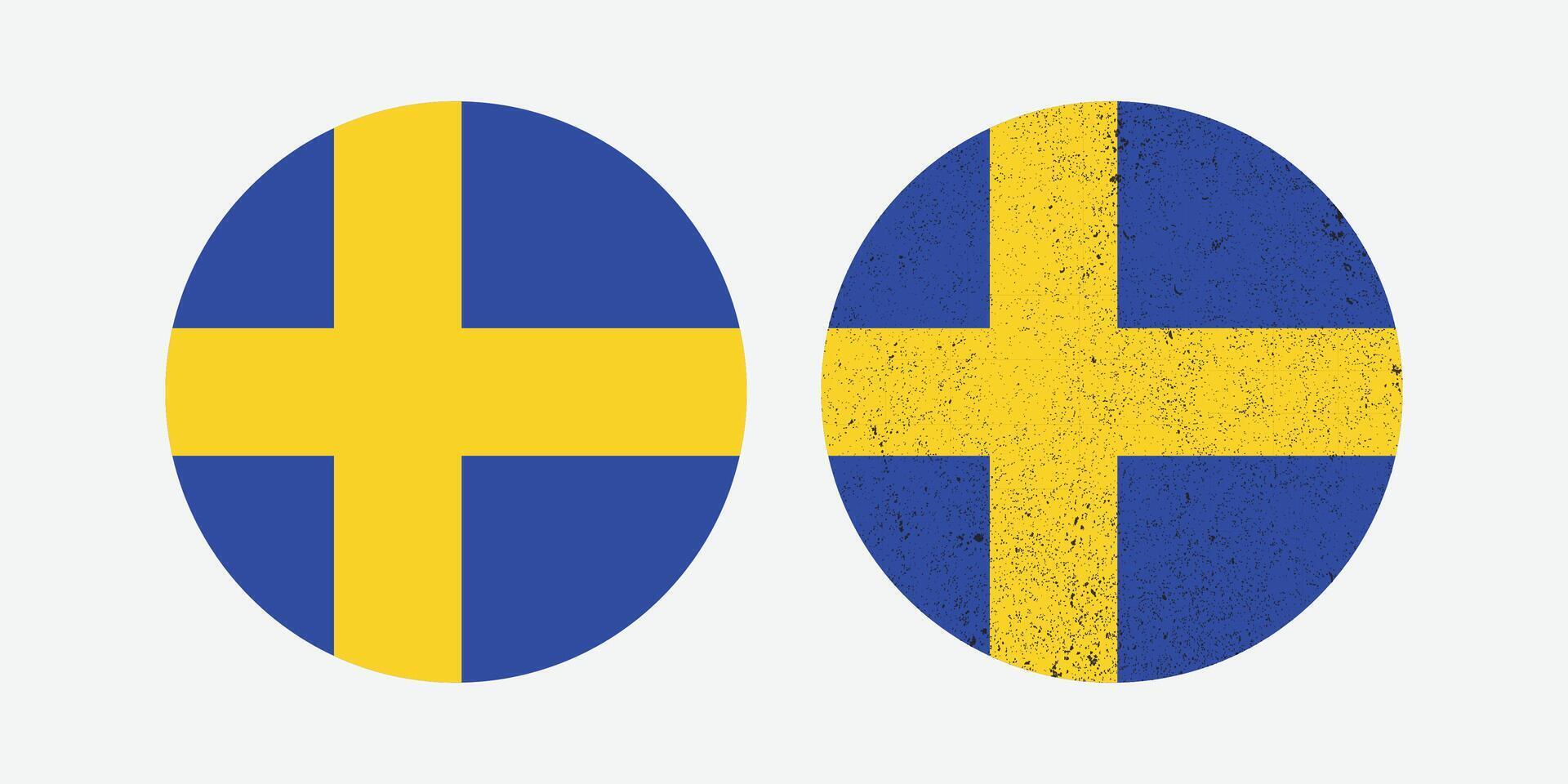 Swedish National Symbol. The Round Flag of Swedish is a sign symbol. vector