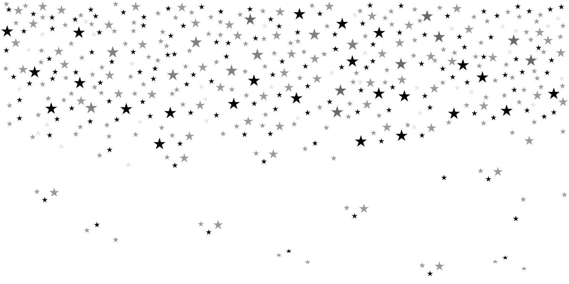 Falling stars. Flying shiny stars. Abstract star of confetti illustration. Black and gray stars scattered. vector