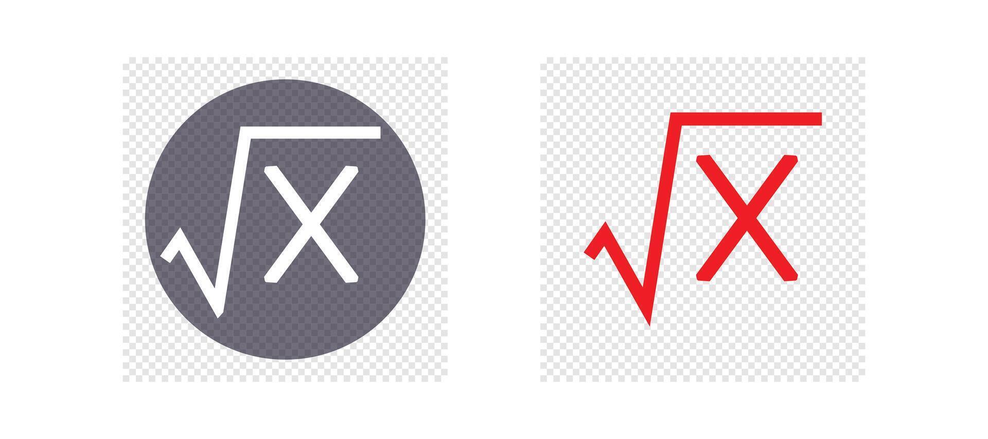 Square Root of X Axis Symbol. Mathematics Square Root Icon. vector