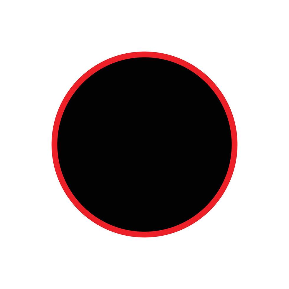 A black circle with a red border vector