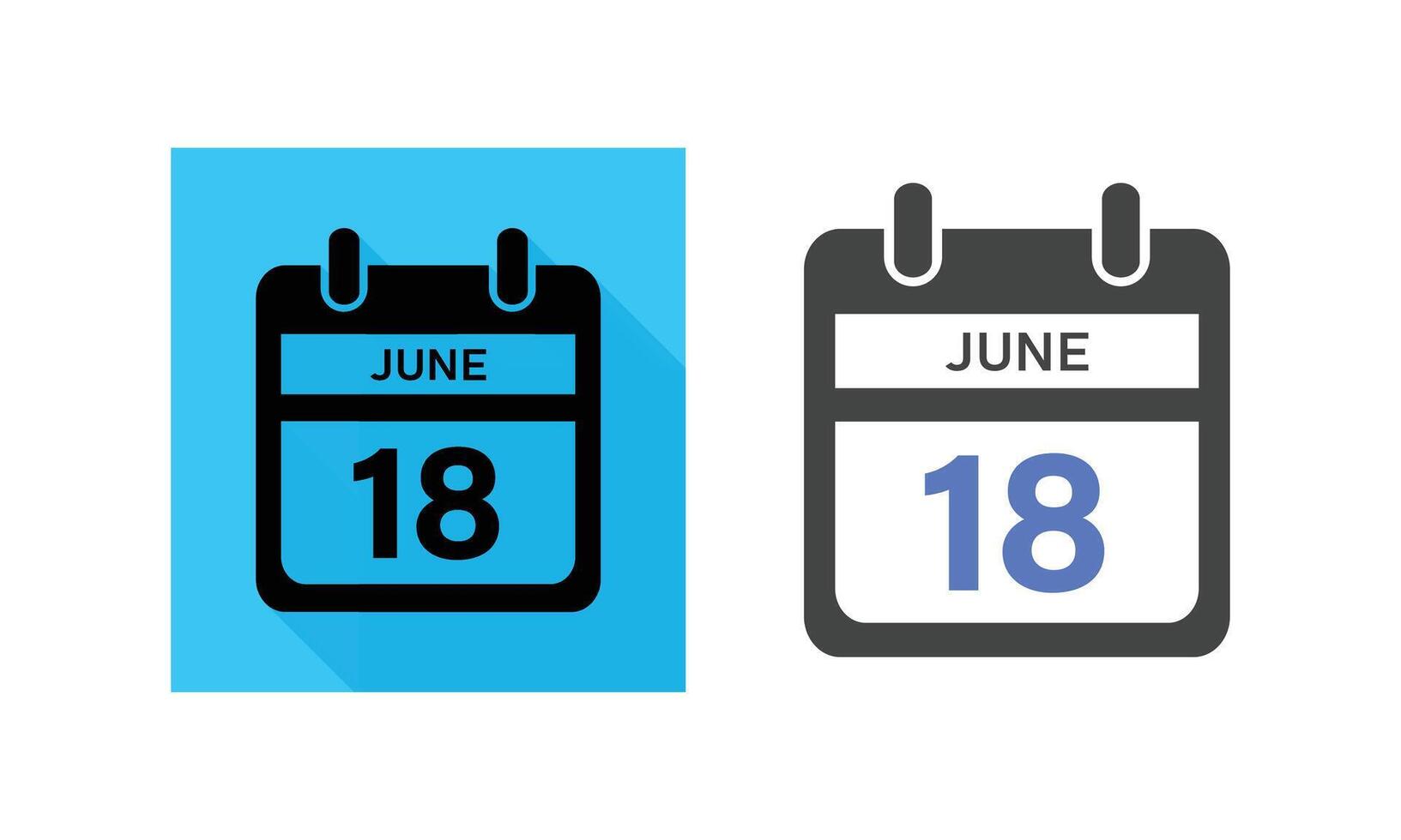 June 18th Calendar Icon. June 18 Calendar Date. Time Management or Appointment. vector