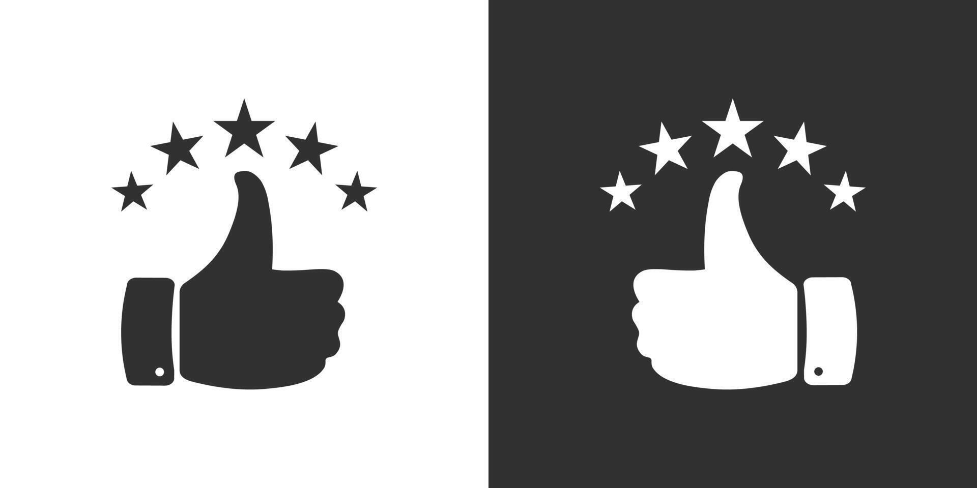 Hand Thumb Up with Stars Rating Icon Positive Feedback. vector