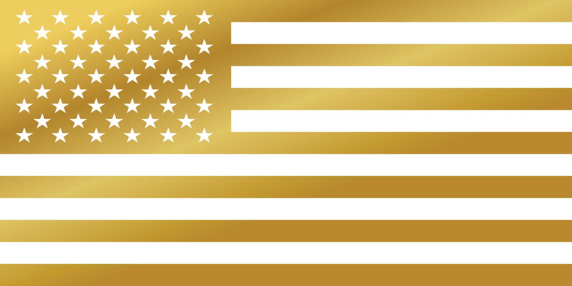 Gold American Flag Design with Gradient Stripes. vector