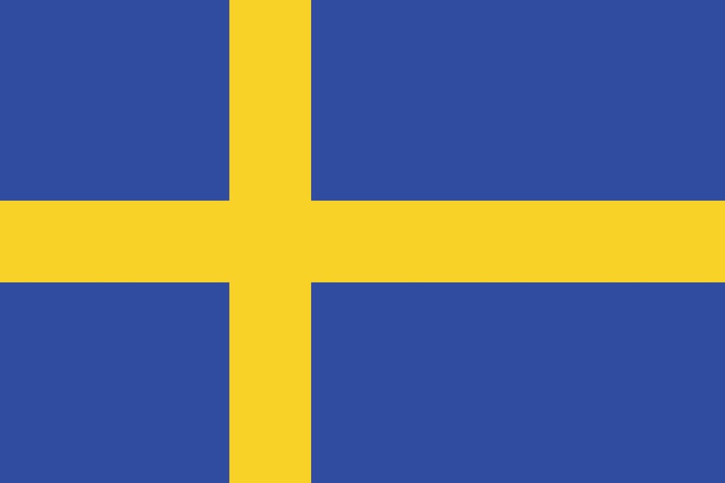 Image of the Swedish flag, featuring a bright yellow Scandinavian cross on a deep blue background. vector