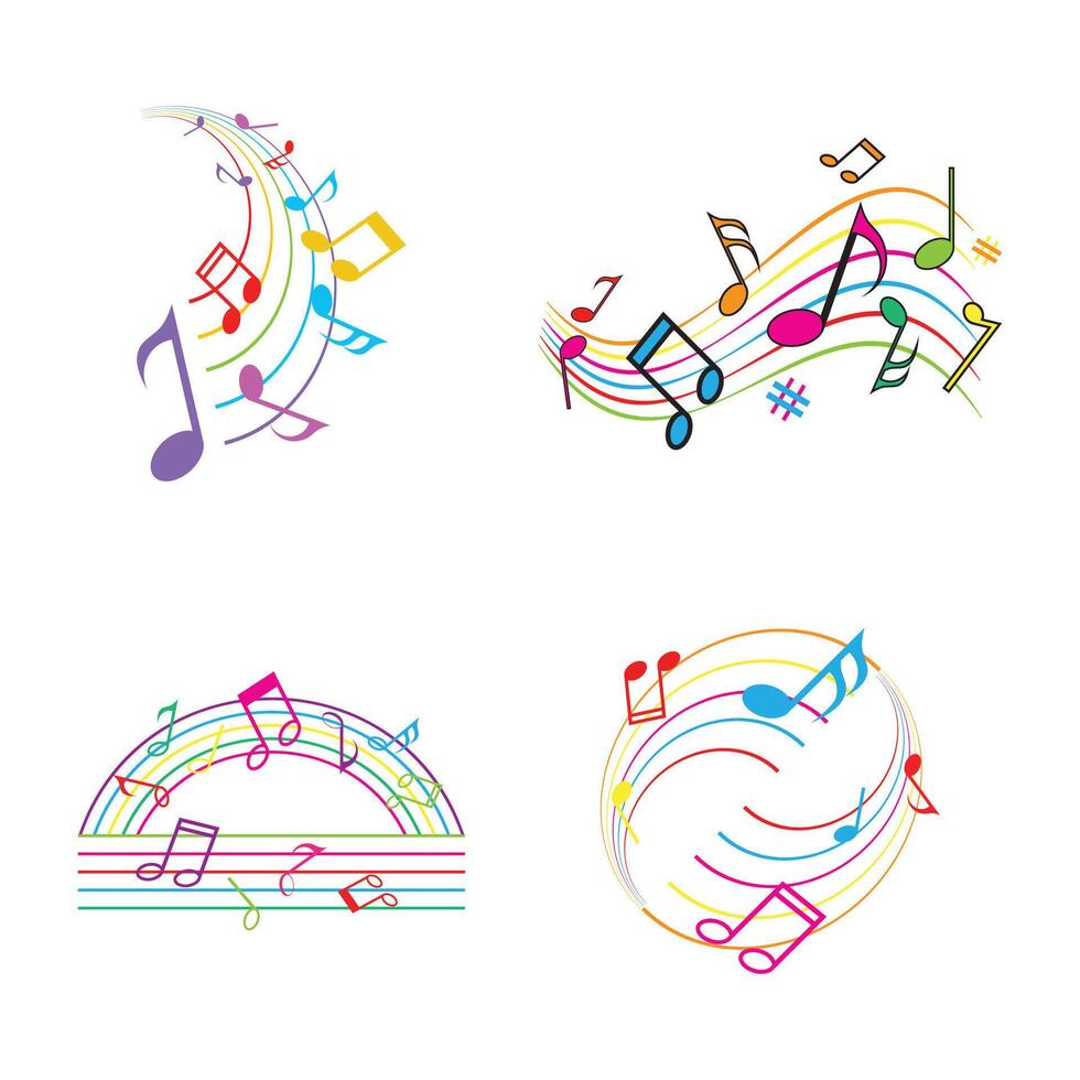 Setcolorful musical notes on a white background vector
