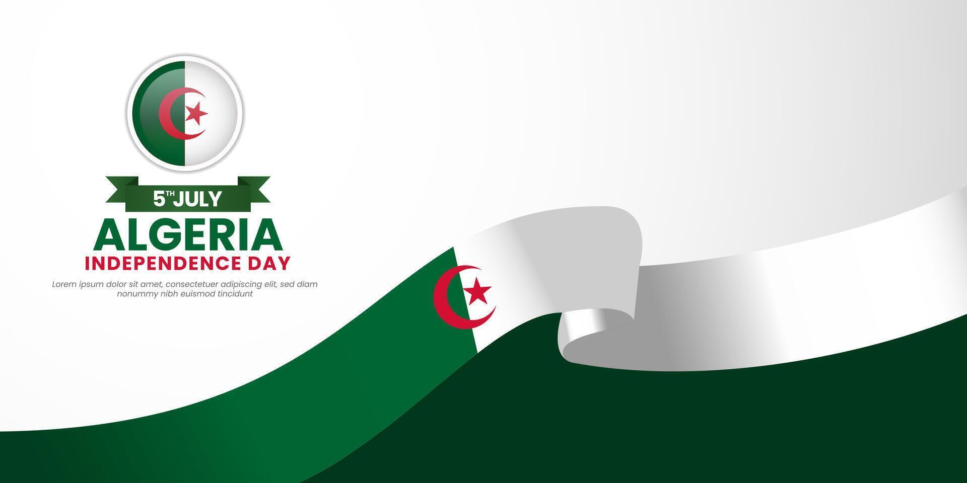 Algeria Independence day banner background design element with realistic waving flag vector