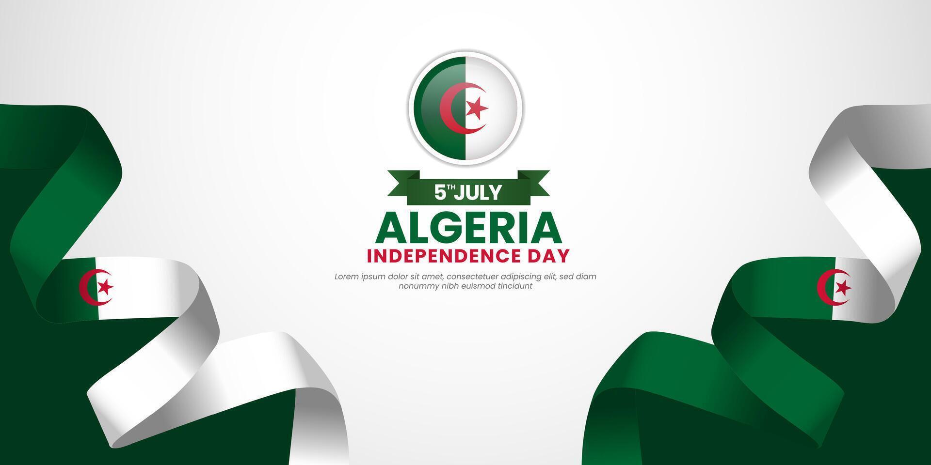 Algeria Independence day banner 5th of July design element with realistic waving flag vector