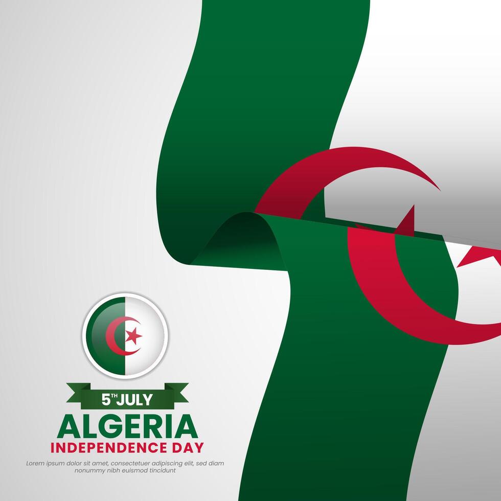 Algerian flag for Algeria independence day banner background with realistic flag vector