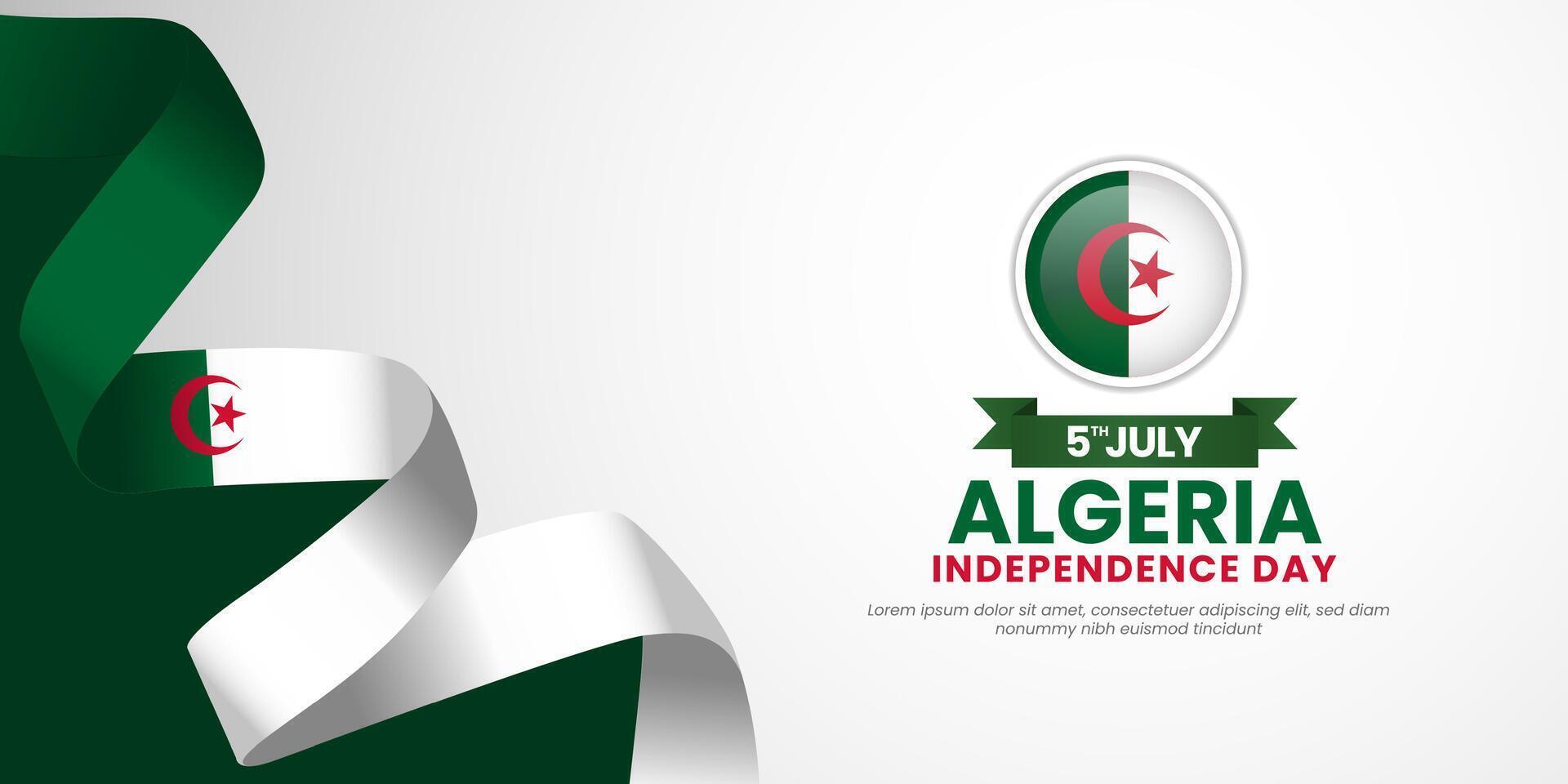 Algeria Independence day banner background 5th of July design element with realistic waving flag vector