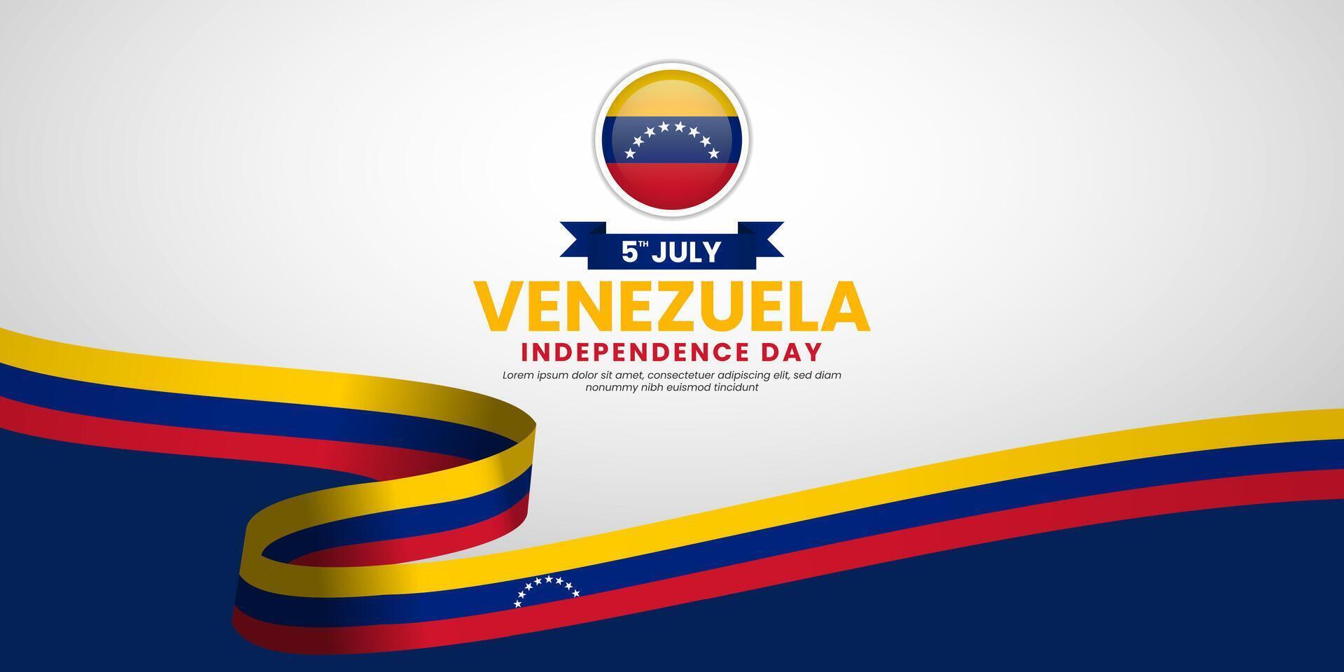 Venezuela Independence day banner background 5th of July design element with realistic waving flag vector
