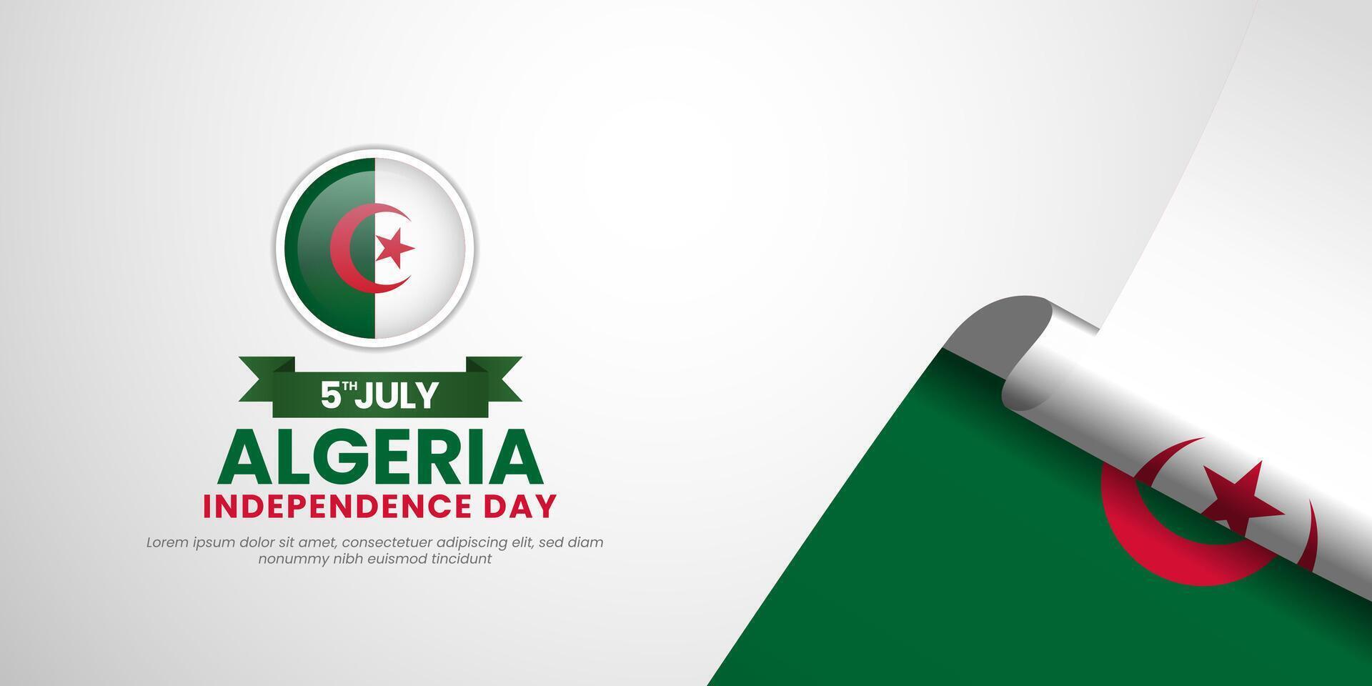 Algerian flag for Algeria independence day banner background with blank space area vector