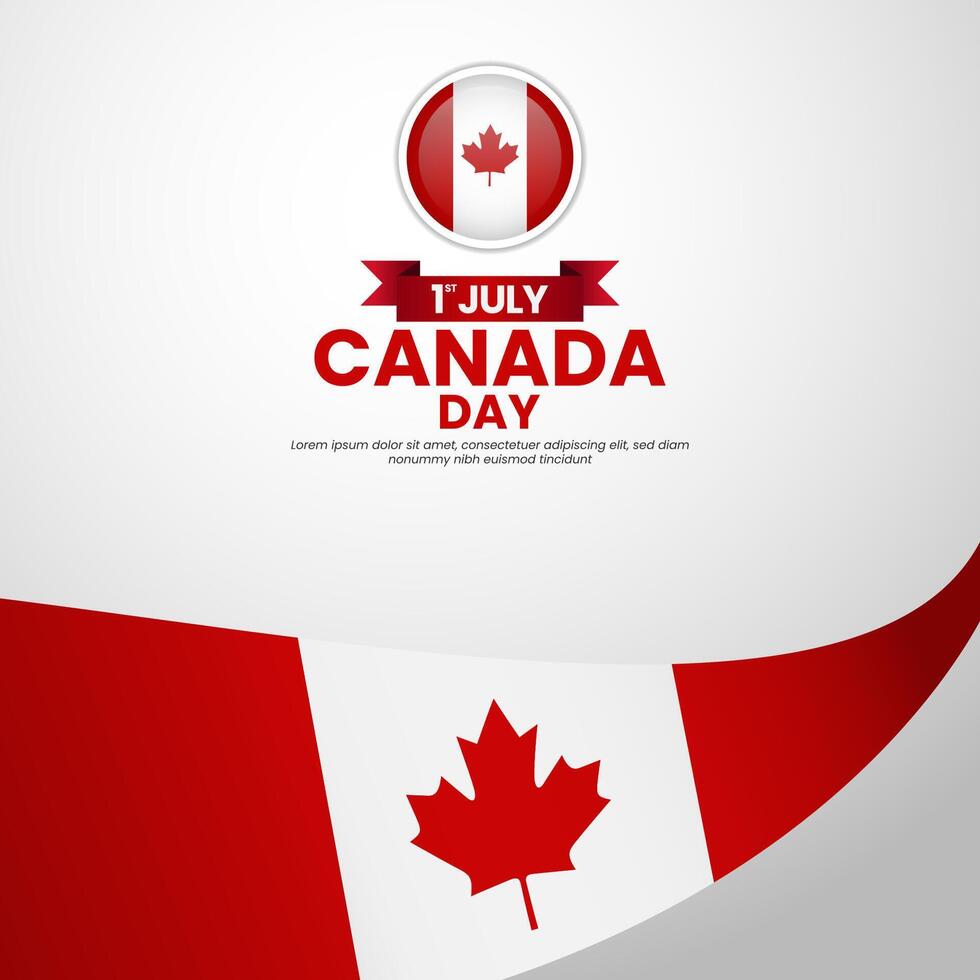 Canadian flag for canada day banner background with realistic flag vector