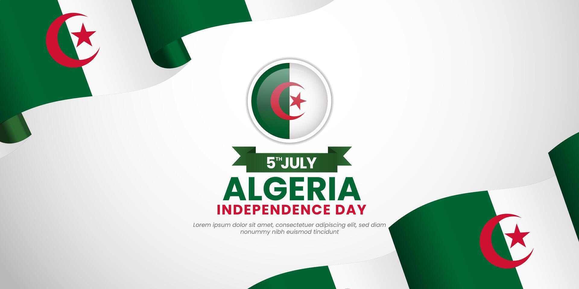 Algerian flag for Algeria independence day background with blank space area vector