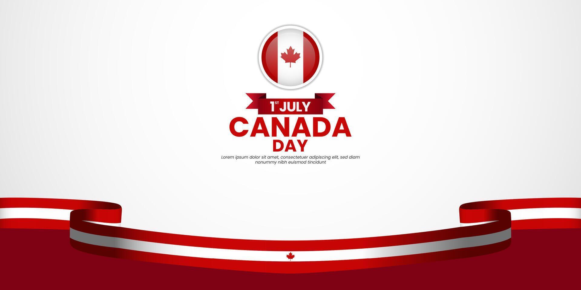 Canada day banner background 1 July design with realistic waving flag vector