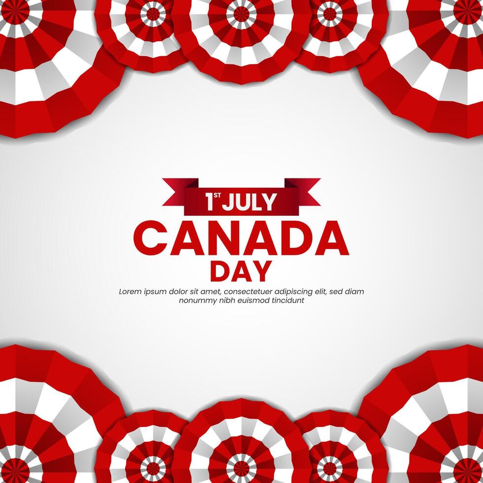 Canadian flag for canada day square banner with realistic flag vector
