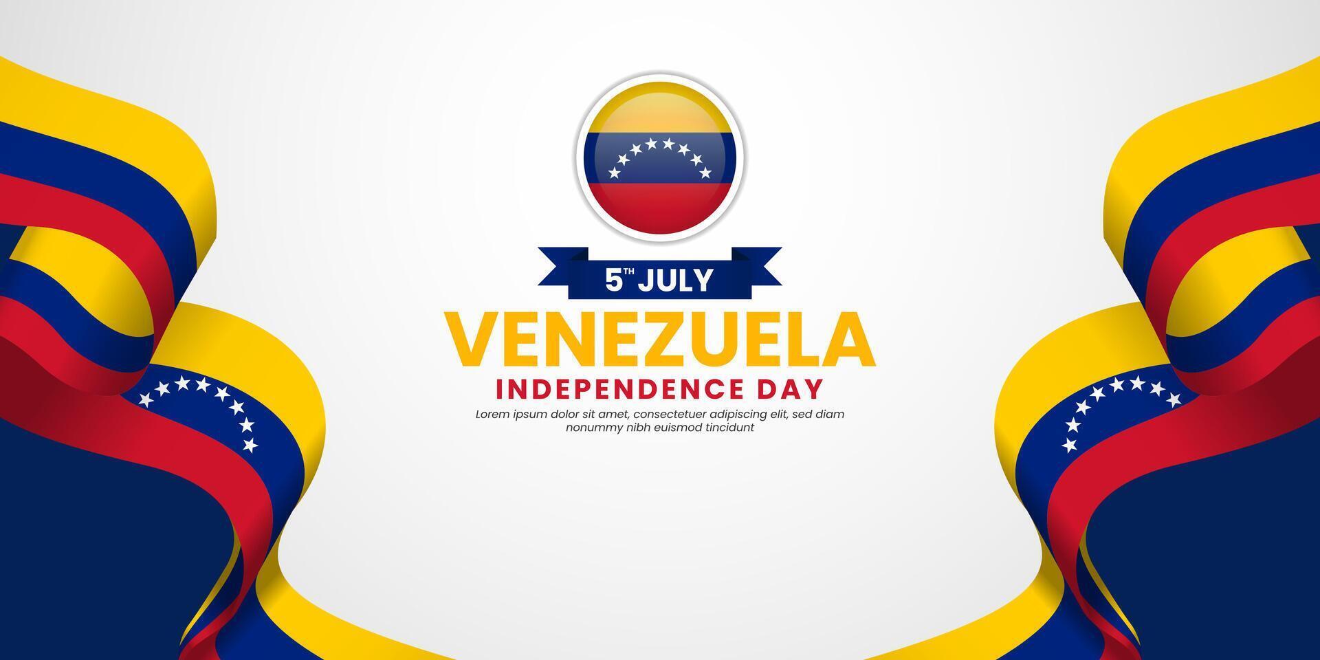 Venezuela Independence day background 5th of July design element with realistic waving flag vector