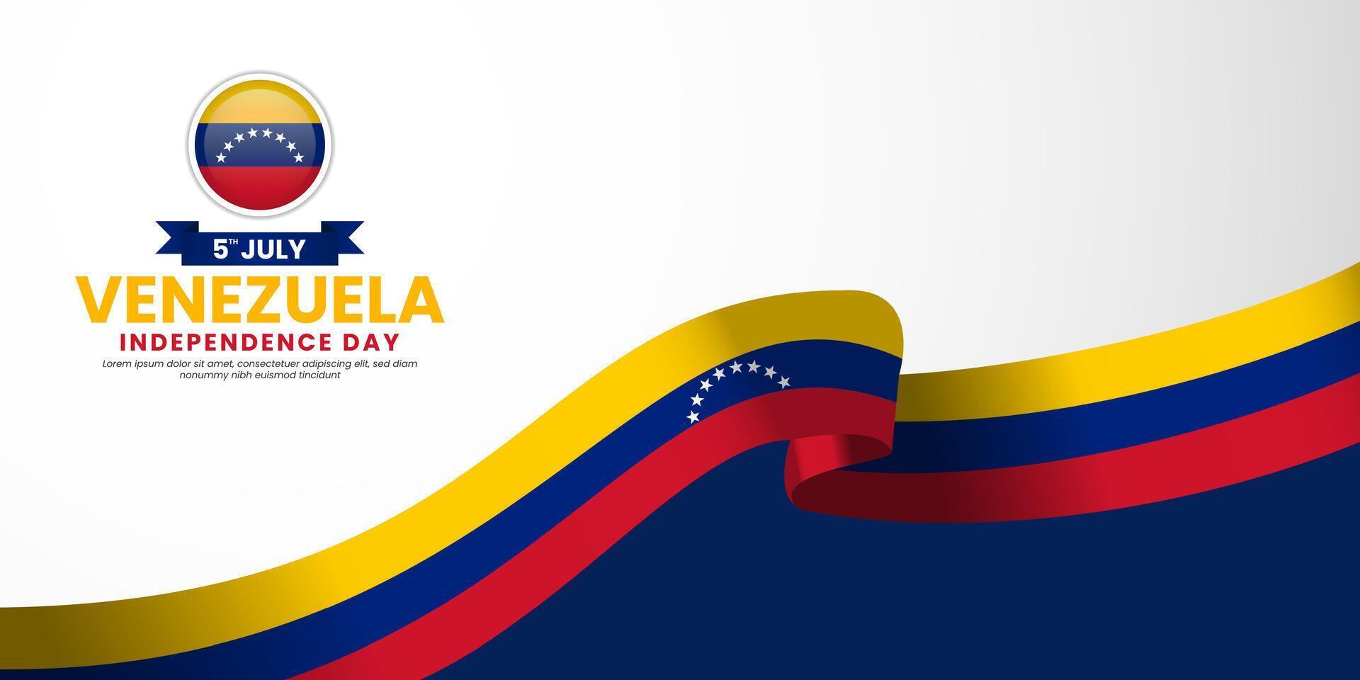 Venezuela Independence day banner 5th of July design element with realistic waving flag vector