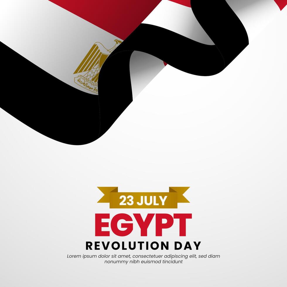 Egyptian flag for Egypt revolution day square banner background with realistic flag vector