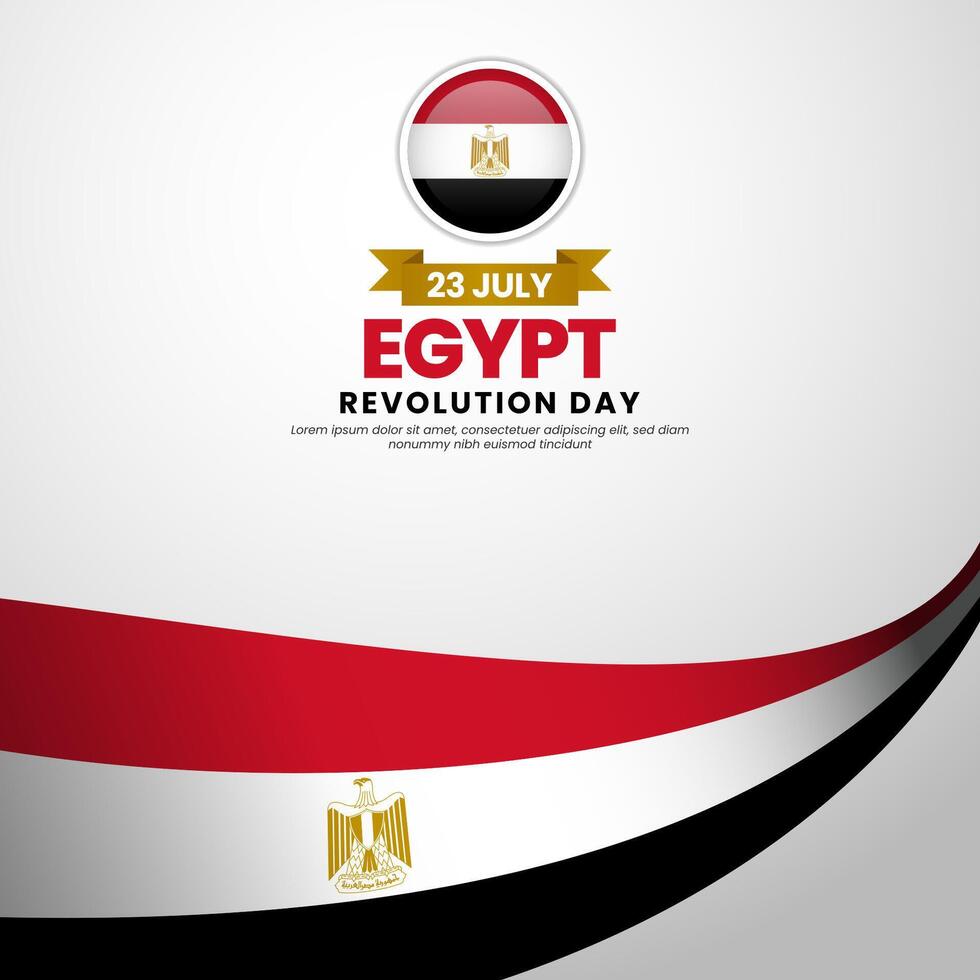 Egyptian flag for Egypt revolution day square background with realistic flag vector