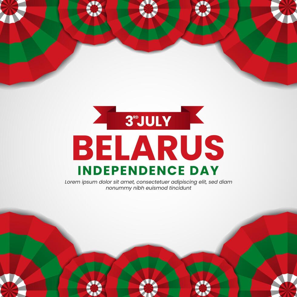 Belarus circle flag for independence day square banner background with realistic flag vector