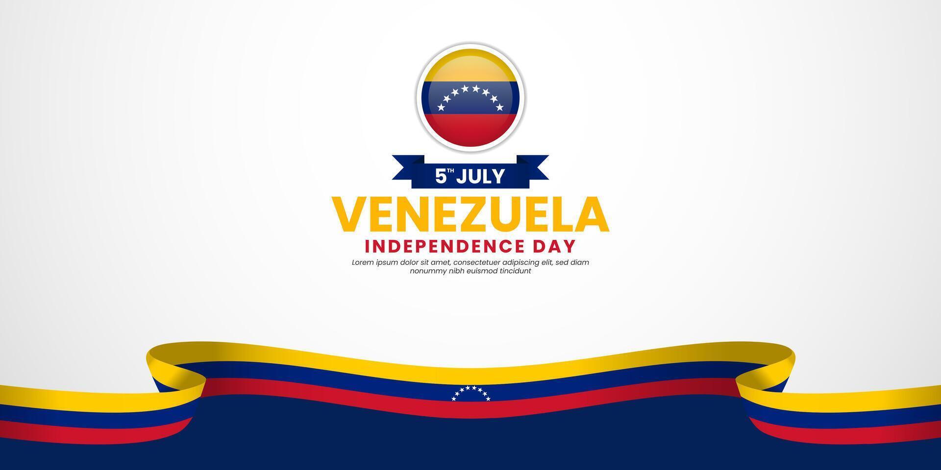 Venezuela Independence day banner background design element with realistic waving flag vector