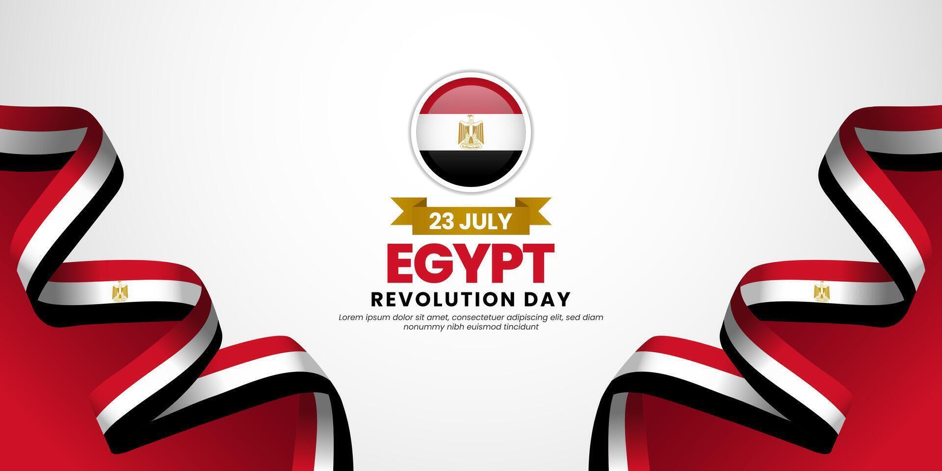Egypt revolution day banner background design element with waving ribbon flag vector