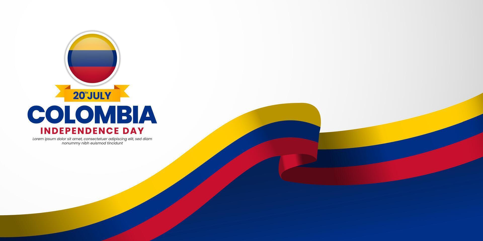 Colombia Independence day banner background 20th July design element with waving flag vector
