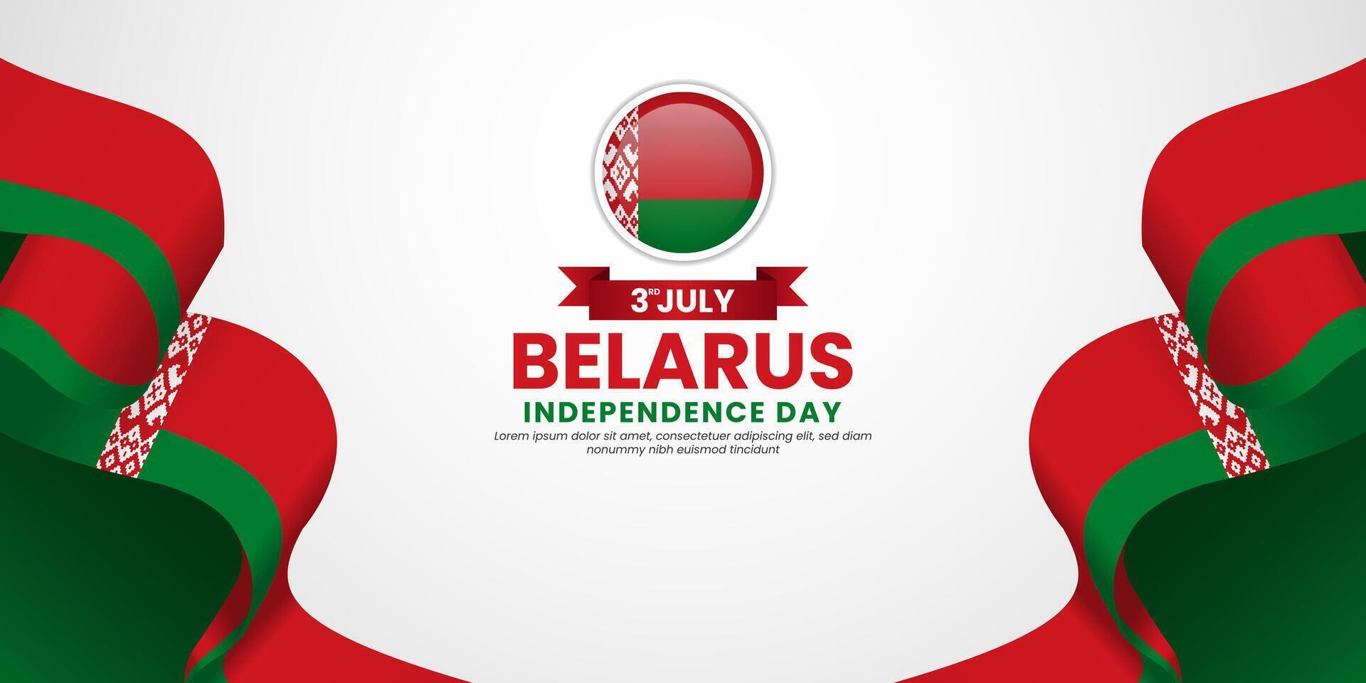 Belarus Independence day banner 3rd of July design element with realistic waving flag vector