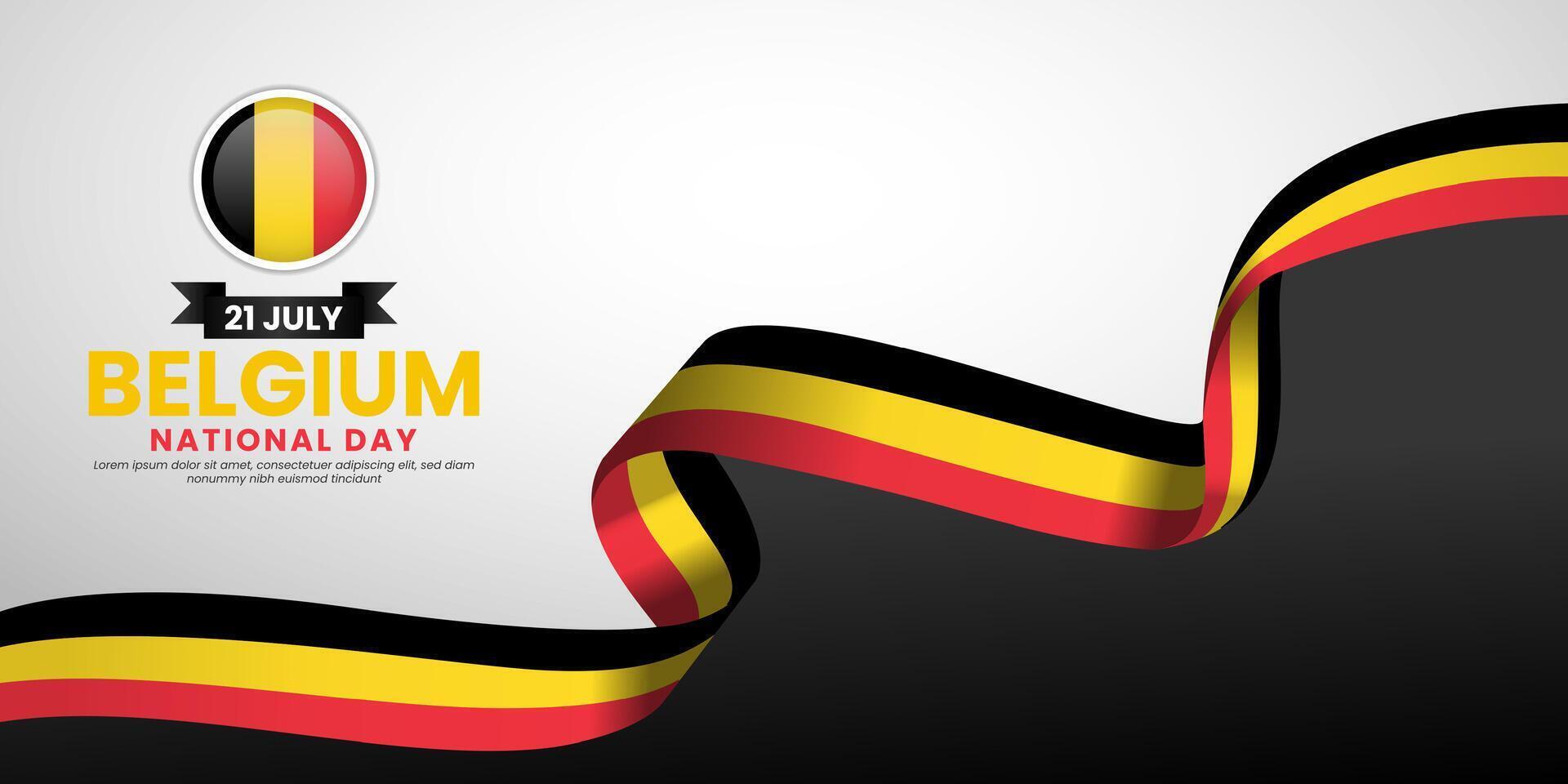 Belgium national day banner background 21 July design element with realistic waving flag vector