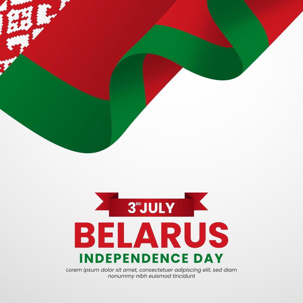 Belarus flag for independence day square background with realistic flag vector