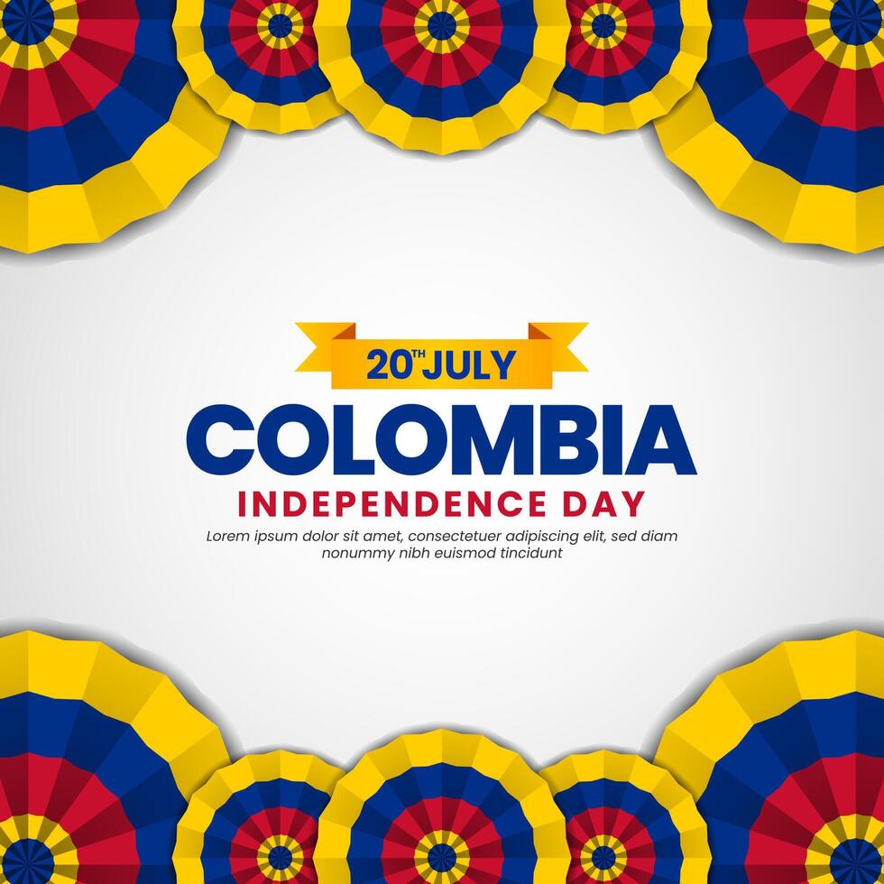 Colombian flag for colombia independence day square banner background with unique flag vector