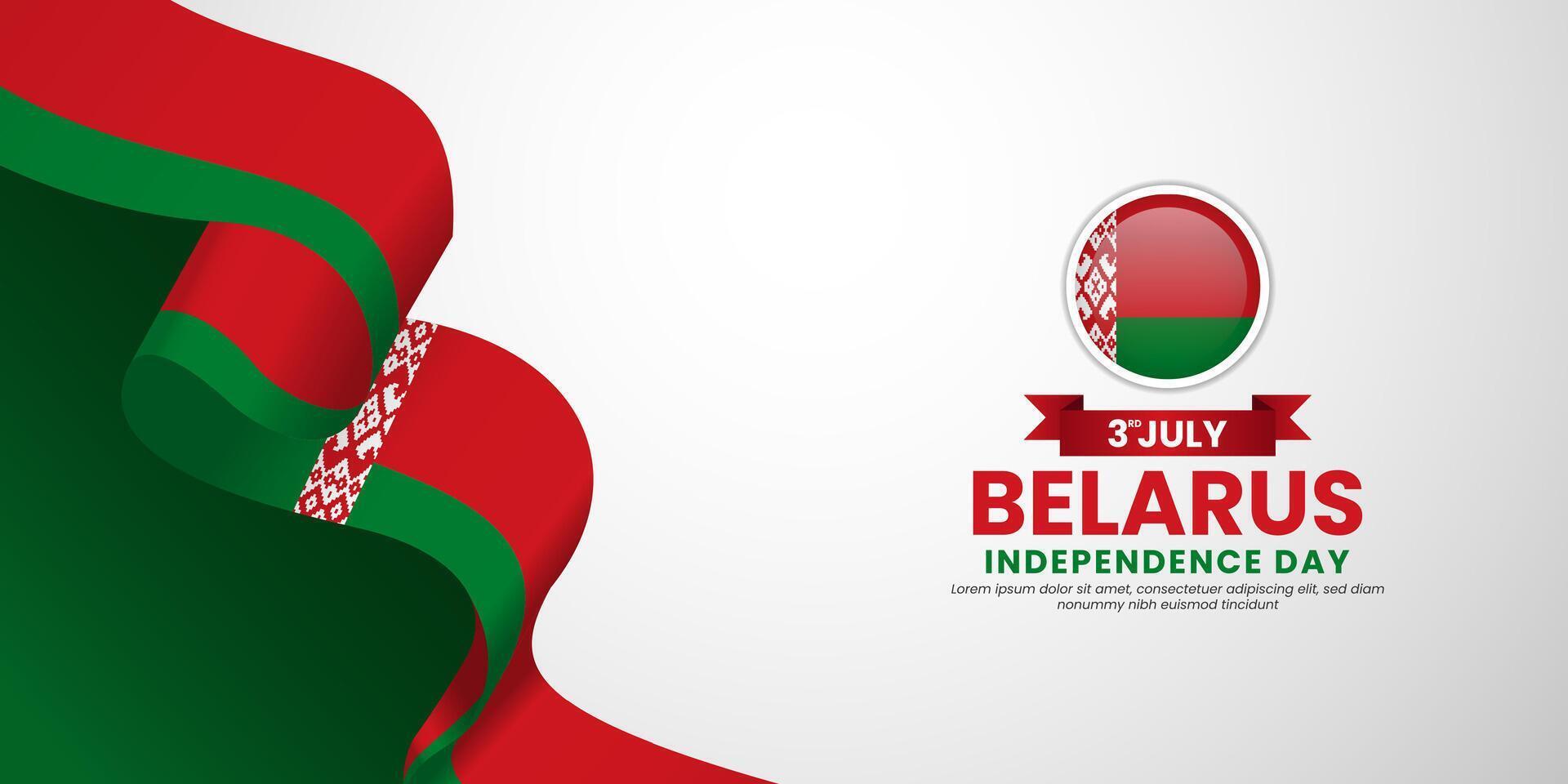 Belarus Independence day banner background design element with realistic waving flag vector
