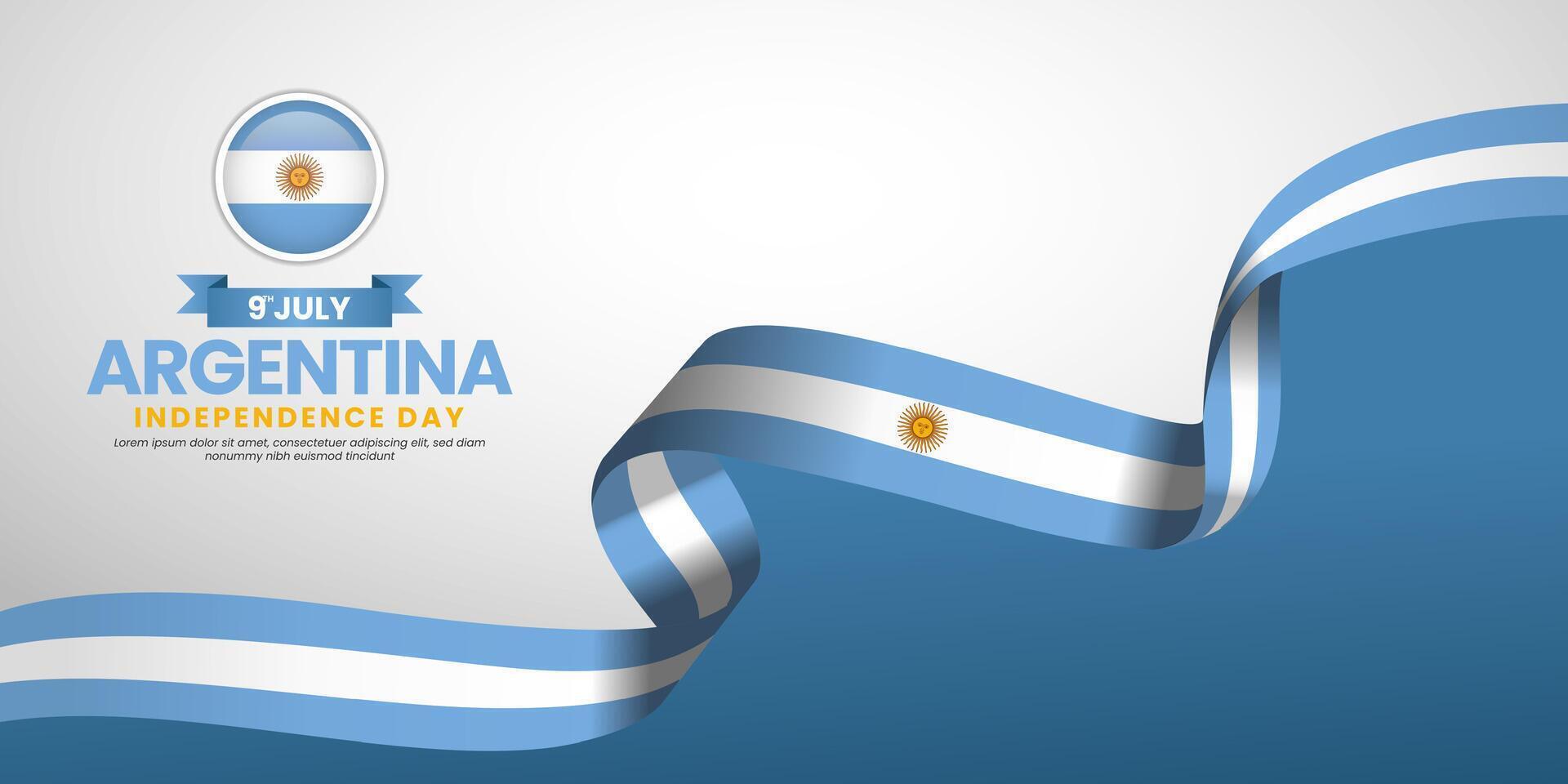 Argentina Independence day banner background 9th of July design with realistic waving flag vector