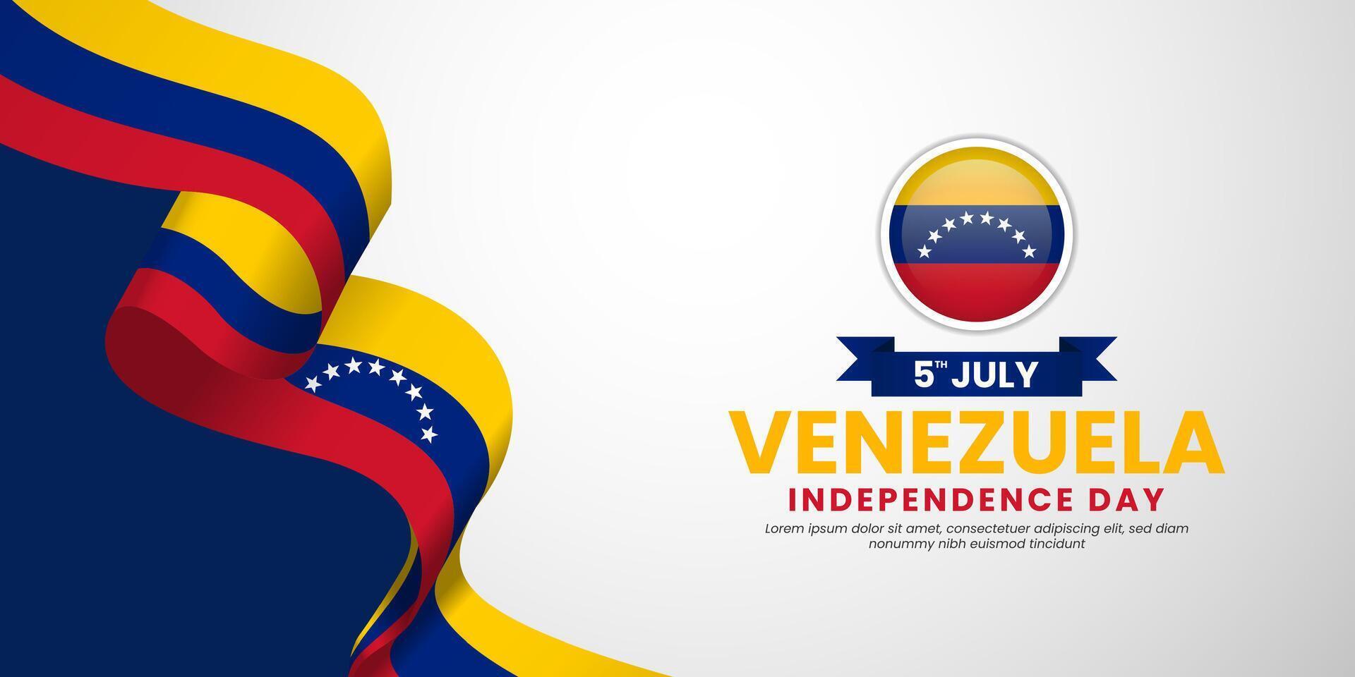 Venezuela Independence day banner background 5th of July design with realistic waving flag vector