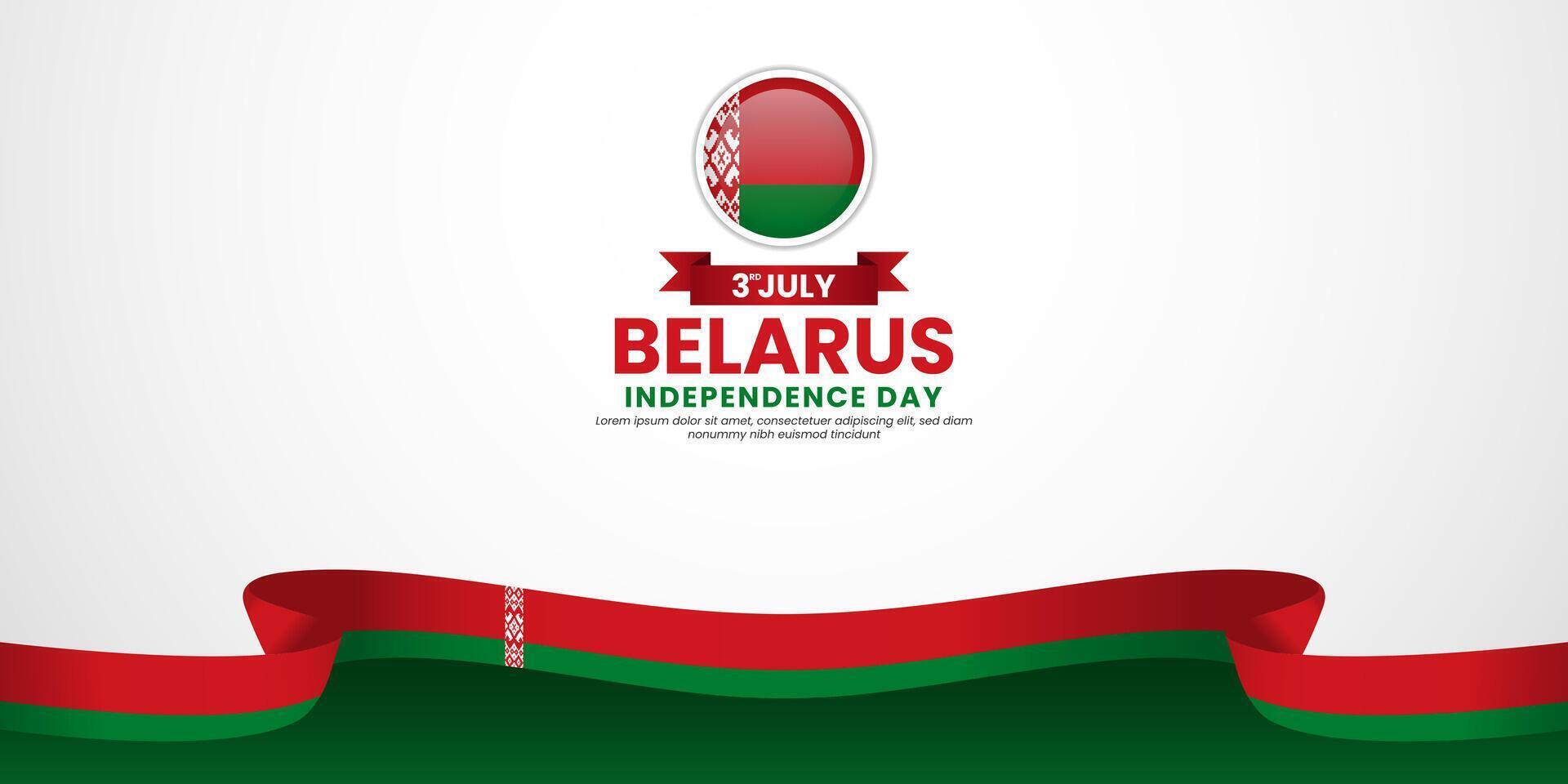 Belarus Independence day banner background 3rd of July design with realistic waving flag vector