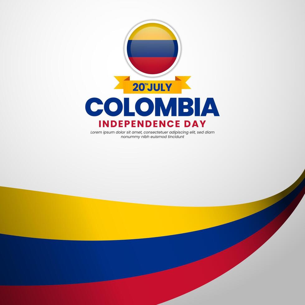 Colombian flag for colombia independence day square banner background with realistic flag vector