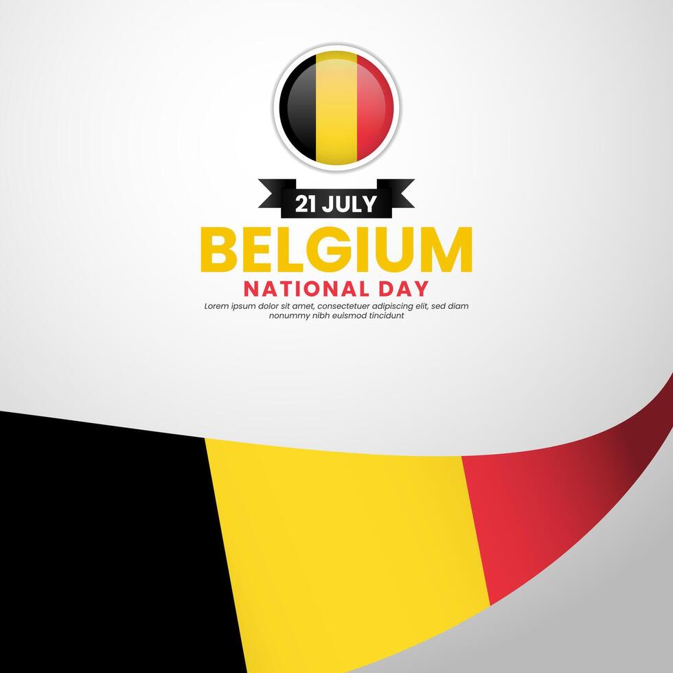 Belgian flag for Belgium national day square banner background with realistic flag vector