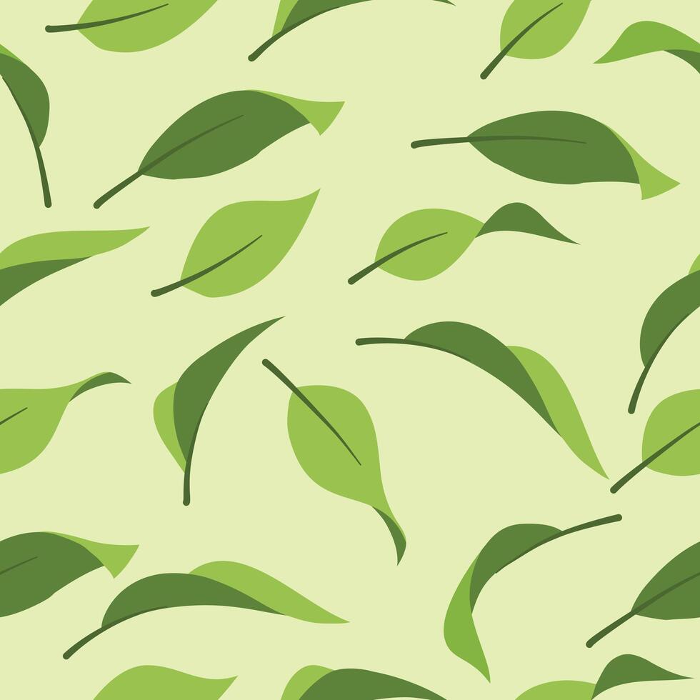 seamless pattern various leaf shapes on a light green background, , suitable for print and wallpaper vector