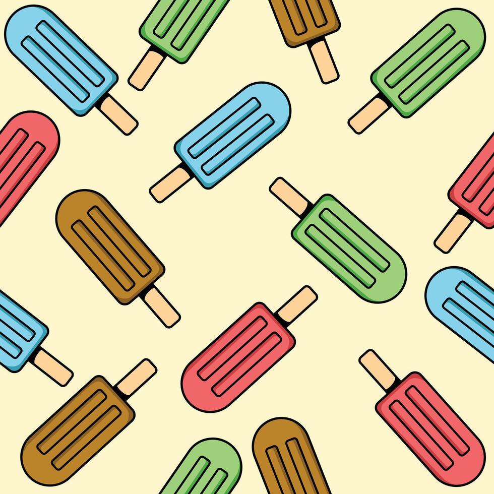 seamless pattern ice cream with flat style, background for summer, suitable for wallpaper or fabric vector