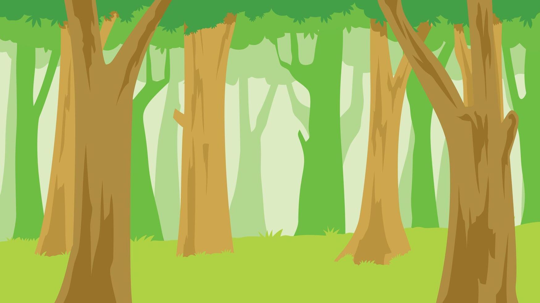 silhouettes of trees in the forest on a sunny summer day, nature background in flat style vector