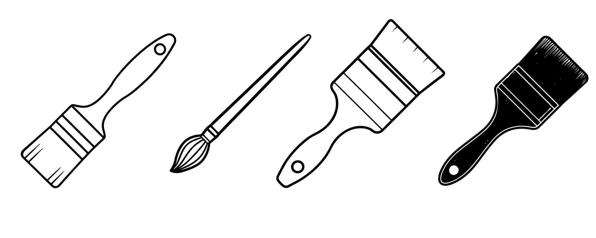 Paint brush set isolated on white background vector