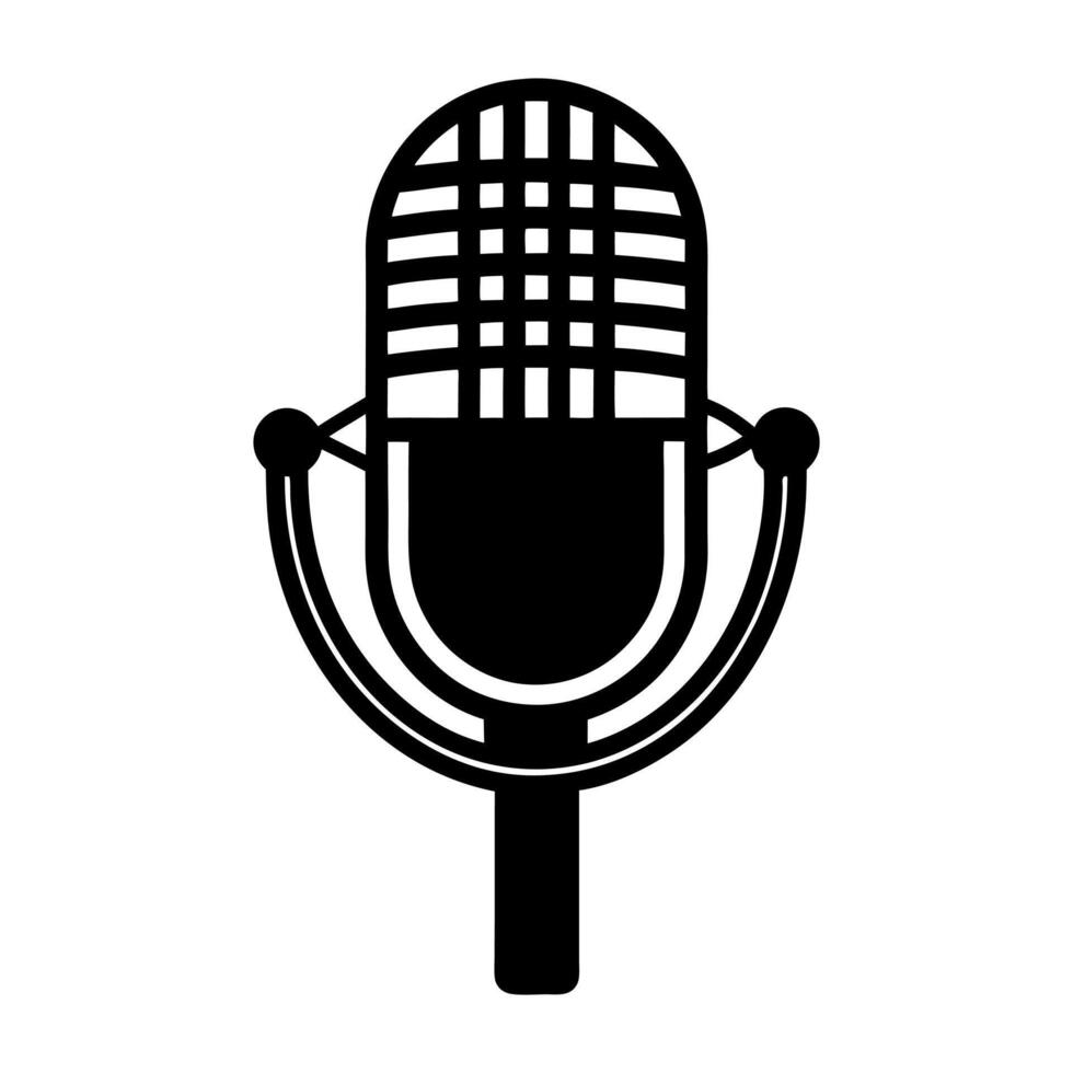 Podcast microphone silhouette graphic isolated on white background vector