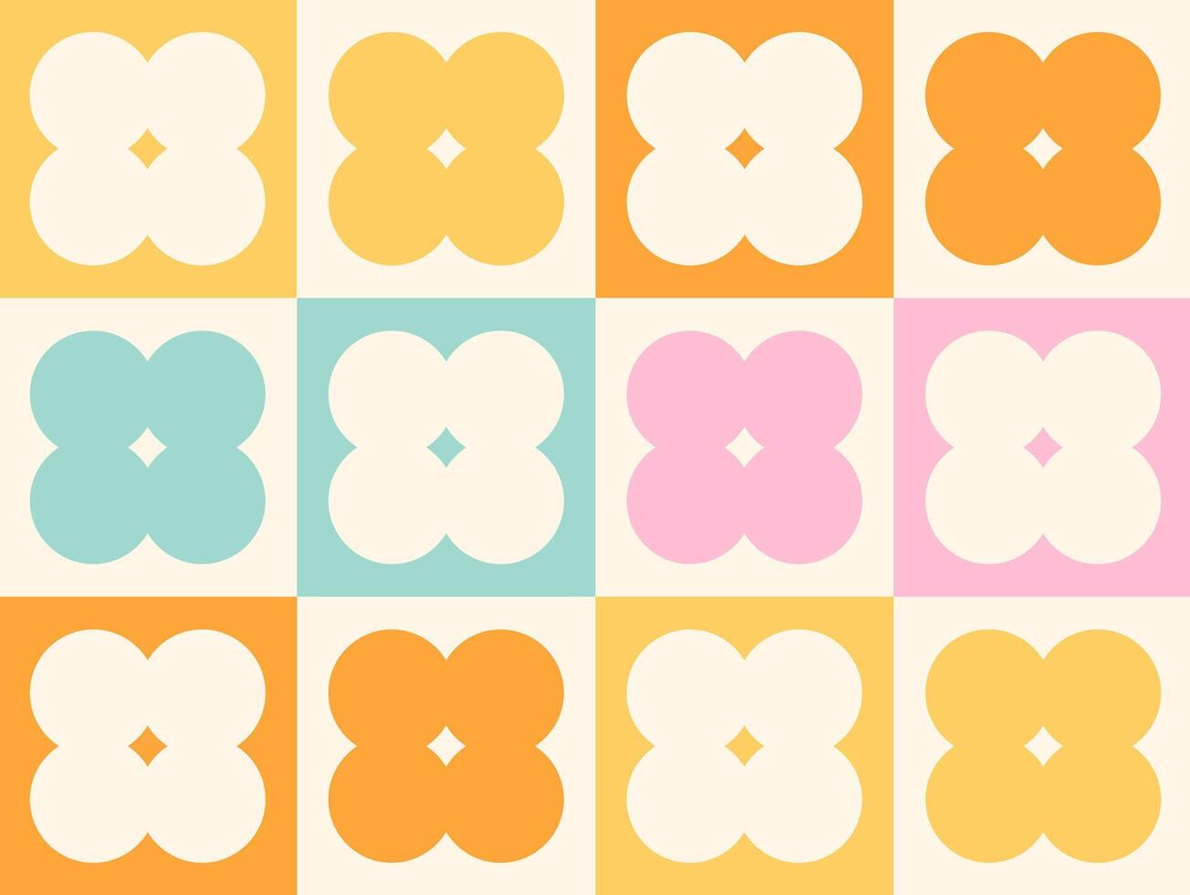 Retro Floral Grid and Colorful Floral Seamless Pattern vector