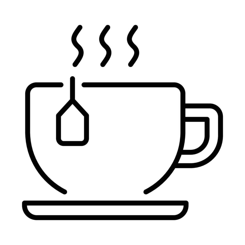 cup of tea with teabag line icon vector